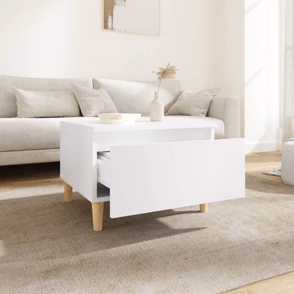 Berkfield Home Set of 2 White Square Side Tables in Engineered Wood, W/D/H: 50 x 46 x 35 cm – 2