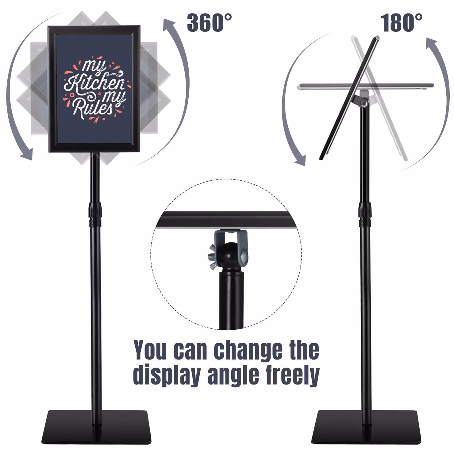 Costway A4 Adjustable Aluminum Floor Standing Poster Holder Snap Frame in Black – 5