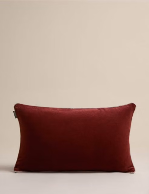 M&S X Kelly Hoppen Red Mix Pure Cotton Piped Bolster Cushion