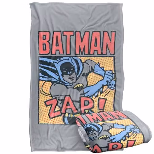 Warner Bros. Batman Bat Zap Silky Touch Super Soft Fleece Throw Blanket, Multicolour, W: 91.44 cm x H: 147 cm