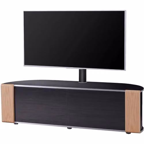 MDA Designs Sirius 1600 Gloss Black TV Cabinet with Oak and Walnut Trims, W: 160 cm, D: 48 cm, H: 45 cm – 4