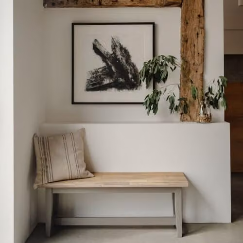 Statement Furniture Florence Solid Acacia Hardwood Dining Bench in Grey, W: 120 cm, D: 32 cm, H: 45 cm