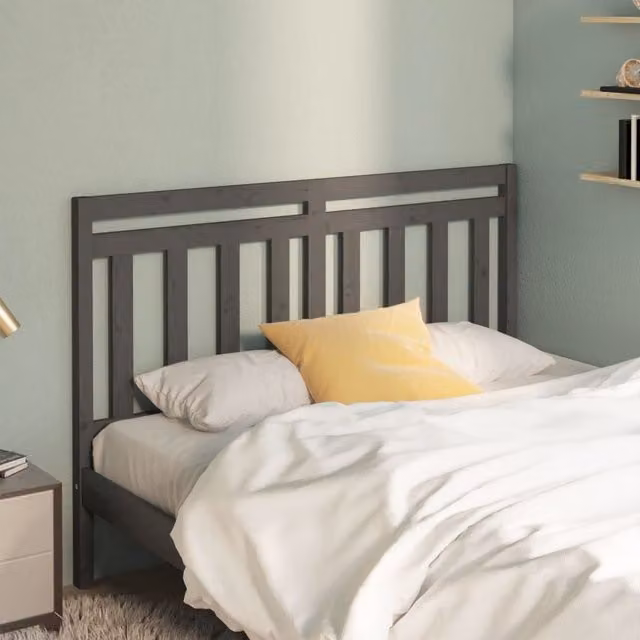 Berkfield Home Grey Rustic Solid Pine Wood Bed Headboard W/D/H: 126 x 4 x 100 cm – 1