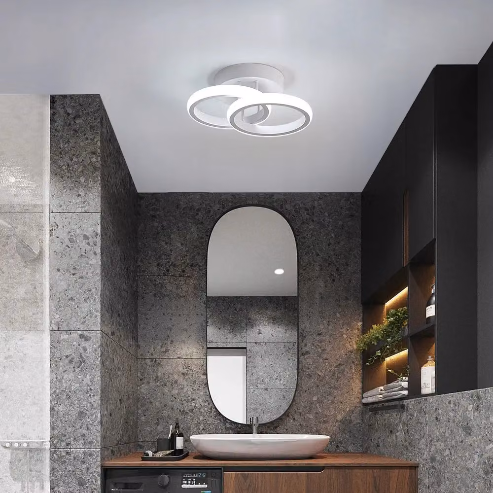COMELY 22W LED Double Ring Modern Ceiling Light in White – 3