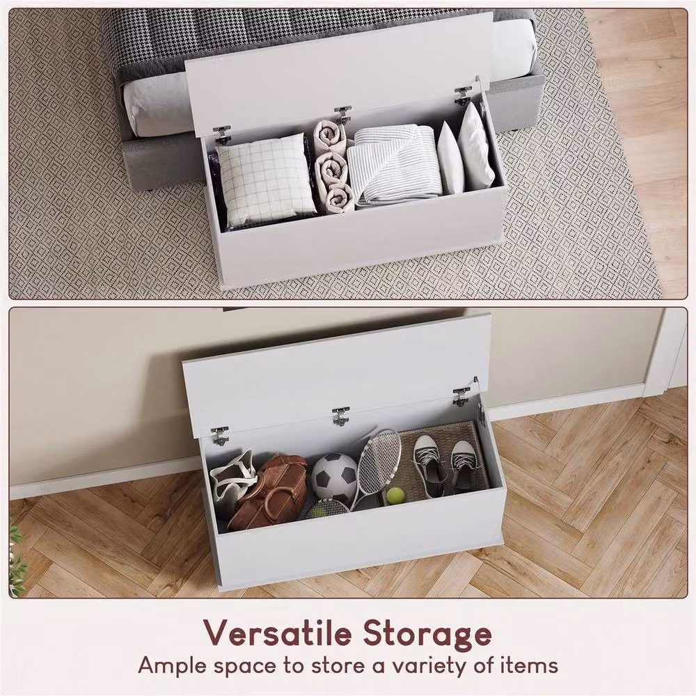 FORGEVIO White Modern Storage Ottoman Toy Chest – 2