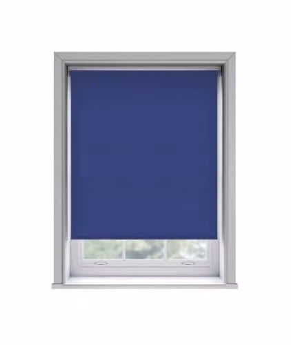 New Edge Blinds Navy Blue Thermal Blackout Roller Blind, Adhesive No Drill, W: 140 cm, H: 170 cm