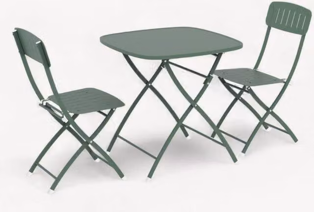 Royalcraft VENICE Bistro Square Table and 3 Chairs Set, Green, W: 70 cm