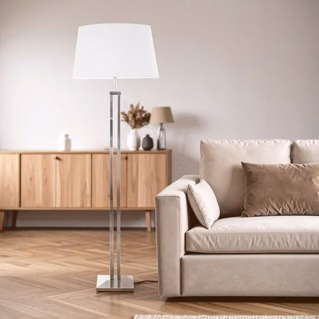Orsina Skye Floor Lamp with Dual Rod Base in Silver – 1