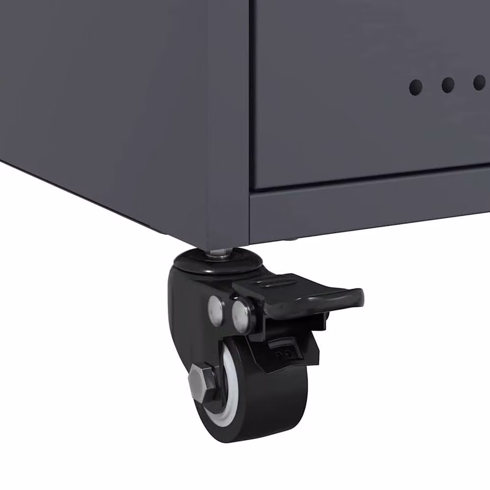 Berkfield Home Set of 2 Anthracite Metal Bedside Cabinets, W/D/H: 36 x 39 x 43.5 cm – 4