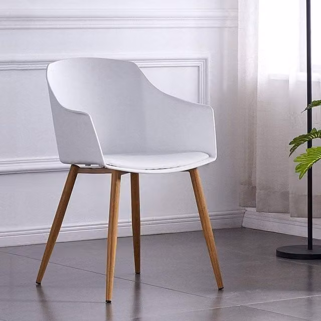 Life Interiors Set of 2 Eden White Plastic Dining Chairs with Padded Synthetic Leather Cushions