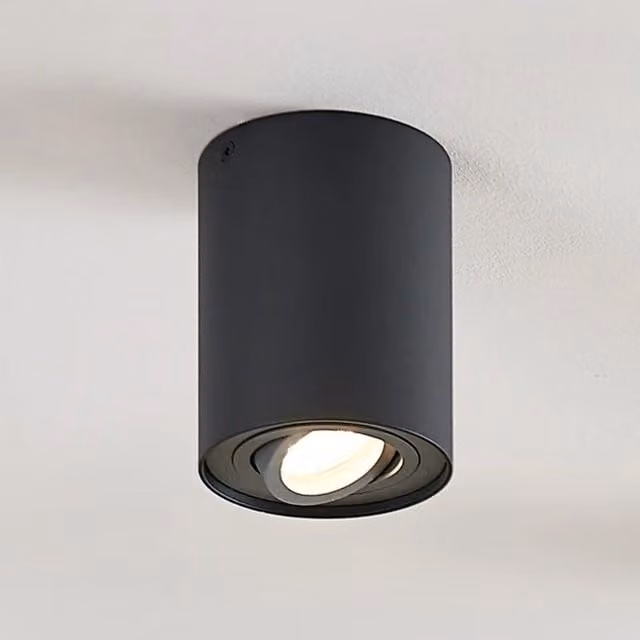 CGC Lighting Sasha Black Round Surface Mount Adjustable Tilt Spotlight