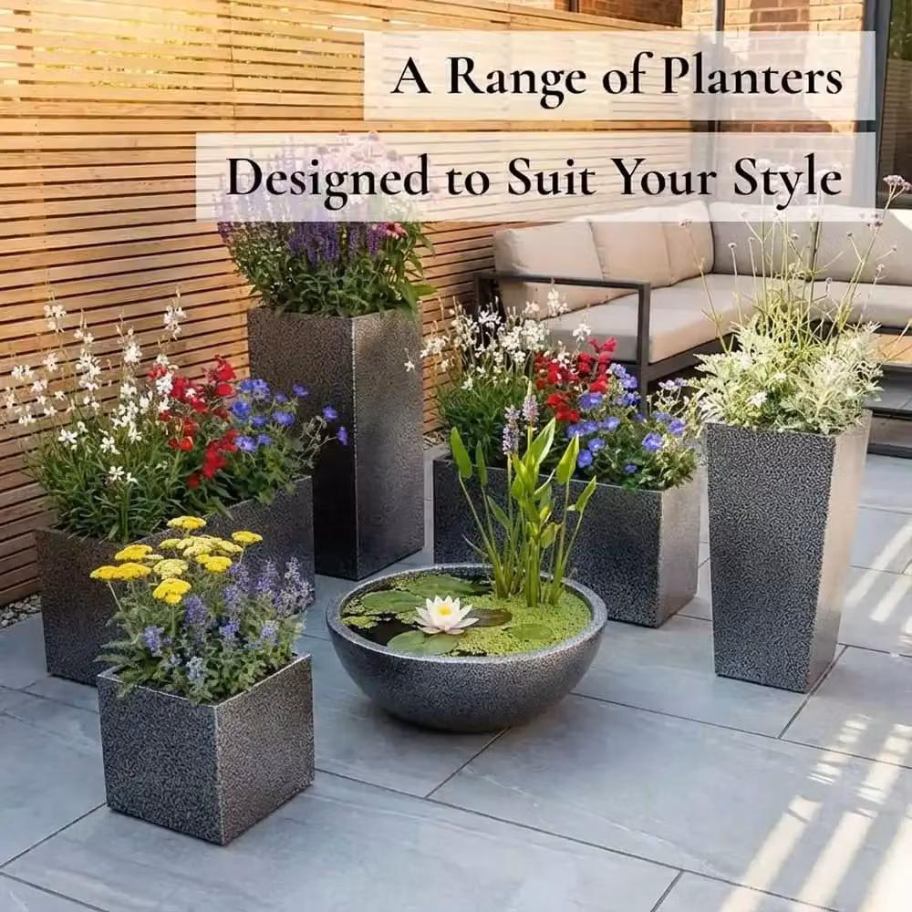 Tulipy Galvanised Steel Tall Square Planter, Silver and Black, W/D/H: 32 x 32 x 75 cm – 5