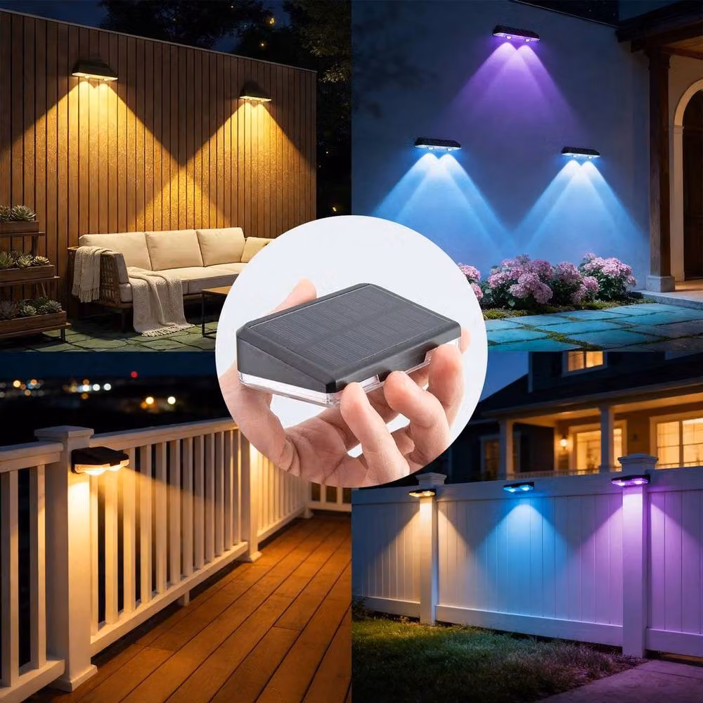 EONLION 4 Piece Set of Super Bright Solar Powered LED Outdoor Lights in Black for Garden Walls, Fences and Steps – 4