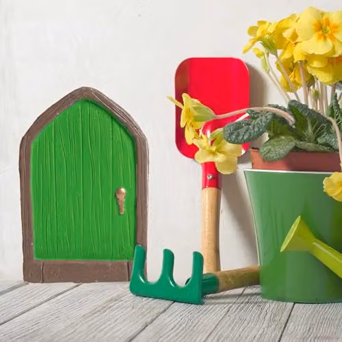 PMS Fairy Sized Green Door and Window Miniature Set for Enchanted Gnome Gardens and Christmas Elf Scenes – 4