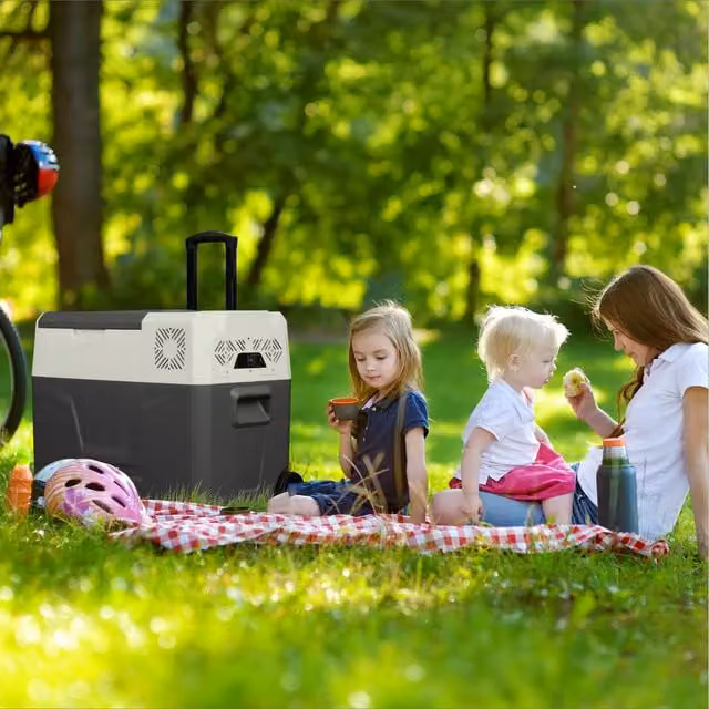 AREBOS Electric Compressor Cool Box with Wheels in Anthracite Grey