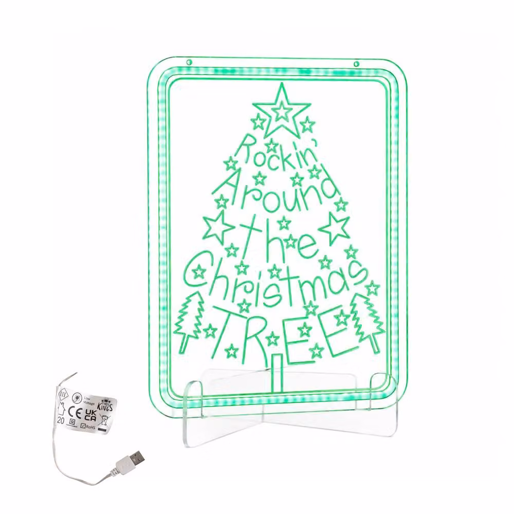 Samuel Alexander Green Neon Rockin' Around the Christmas Tree LED Sign, 40cm, USB Powered – 2
