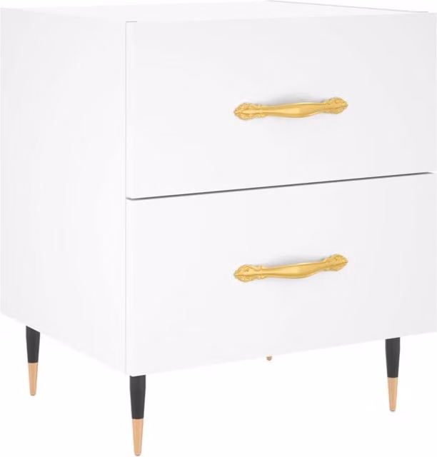 Berkfield Home White Modern Bedside Cabinet W/D/H: 40 x 35 x 47.5 cm