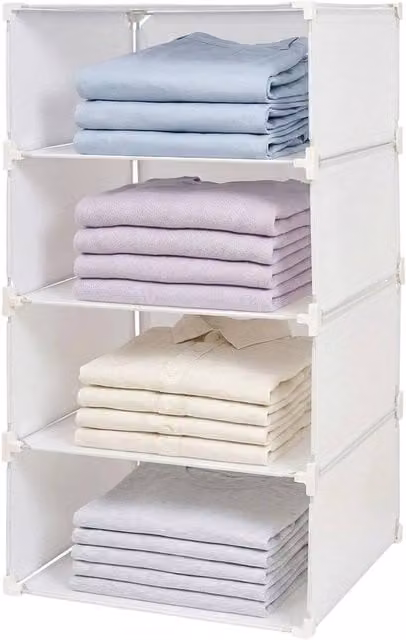 FLAVORA 4 Storeys White Modular Cube Storage Cabinet