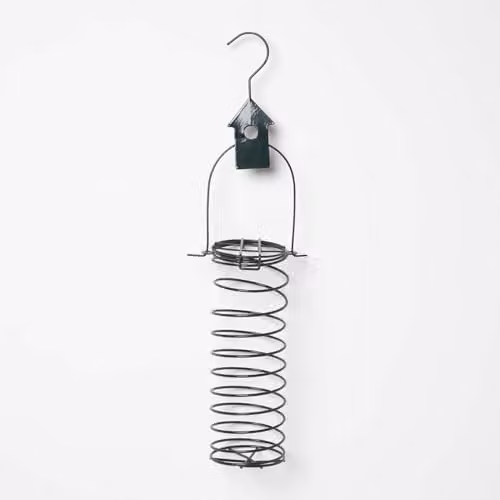 Homescapes Metal Hanging Bird Feeder with Bird Decoration in Green
