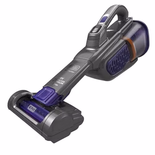 Black and Decker Cordless Pet Dustbuster Handheld Vacuum Cleaner in Black and Grey with Rechargeable Battery and Washable Pre-Filter