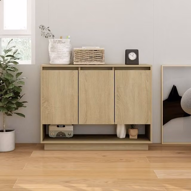 Berkfield Home Sonoma Oak Sideboard in Beige, W/D/H: 97 x 31 x 75 cm
