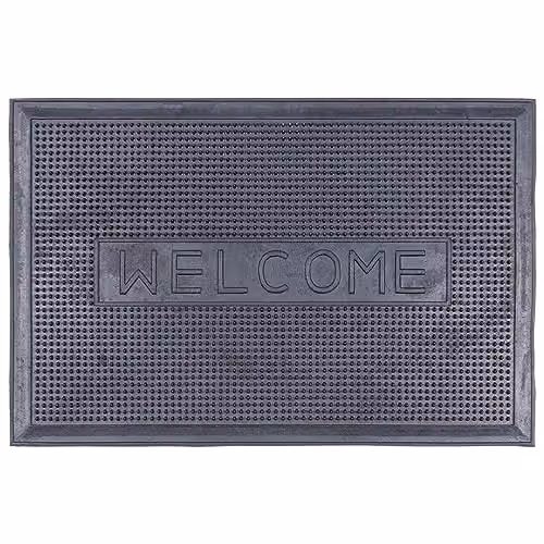 Nicola Spring Heavy Duty Rubber Door Mat, Black, W/D: 60 x 40 cm – 1