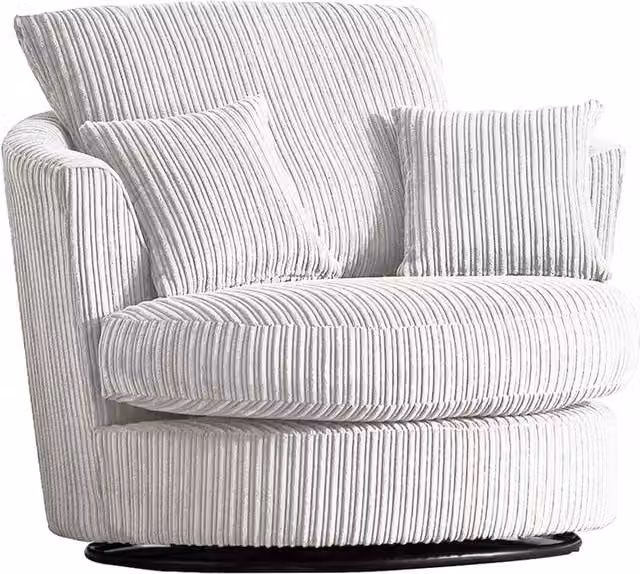 Luxor Living Silver Jumbo Cord Fabric 360 Degree Swivel Single Seater Chair