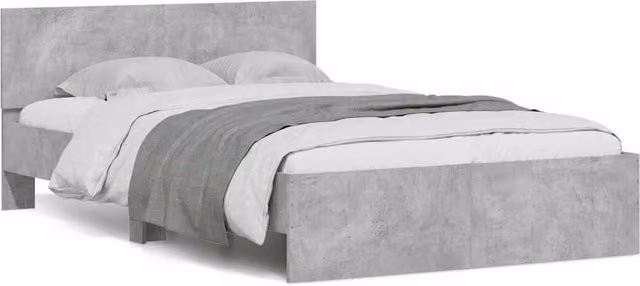 Berkfield Home Modern Double Bed Frame with Headboard, LED Under-Bed Lighting and USB Charging Port, Concrete Grey, W: 135 cm, L: 190 cm – 1