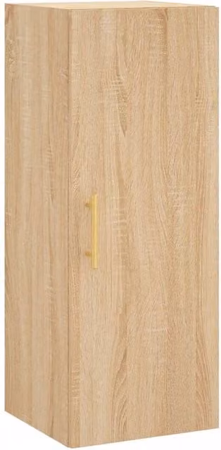 Berkfield Home Wall Mounted Sonoma Oak Cabinet in Light Brown, W/D/H: 34.5 x 34.5 x 90 cm