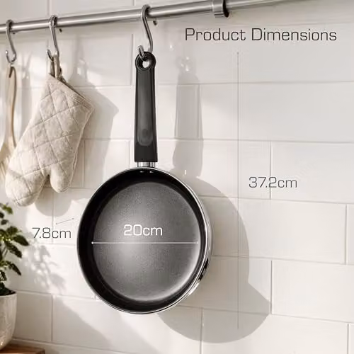 Swan Townhouse 20cm Ceramic Non-Stick Stainless Steel Frying Pan in Silver – 8