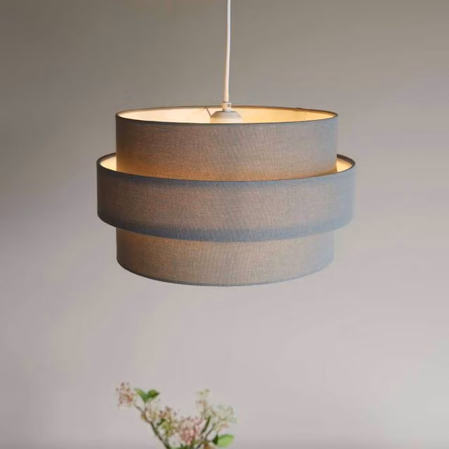 Pagazzi Ziggy Charcoal Grey Fabric Cylinder Easy-Fit Pendant Light