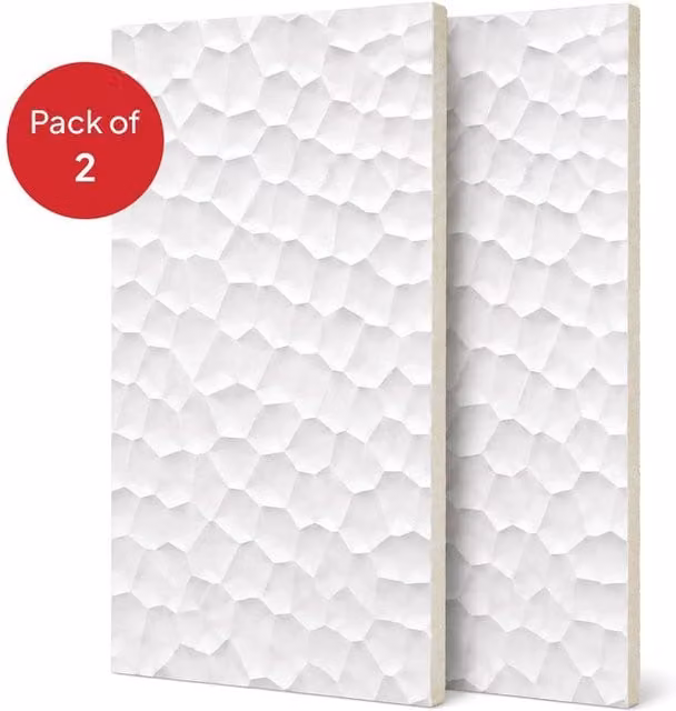 ENER-J Pebble Jade White Hard PU Wall Panel, Pack of 2, W: 120 cm, H: 60 cm, D: 2.5 cm