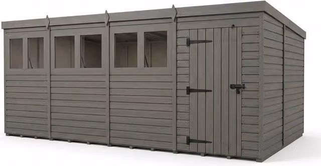 Buttercup Farm Grey Composite Pent Garden Shed with Single Door and Windows W: 610 cm, D: 274 cm, H: 210 cm – 1