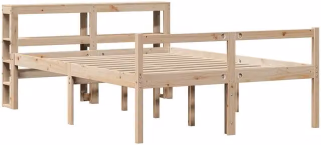 Berkfield Home Senior Bed with Headboard in Brown Solid Pine, W/D/H: 190 x 140 x 146 cm
