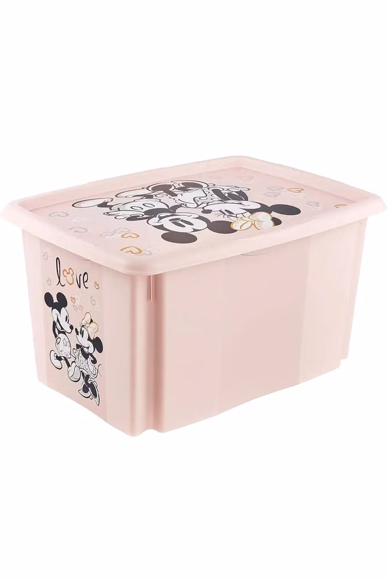 Keeeper Minnie Mouse Turn Around Stacking Box with Lid, 45 Litre, Pink