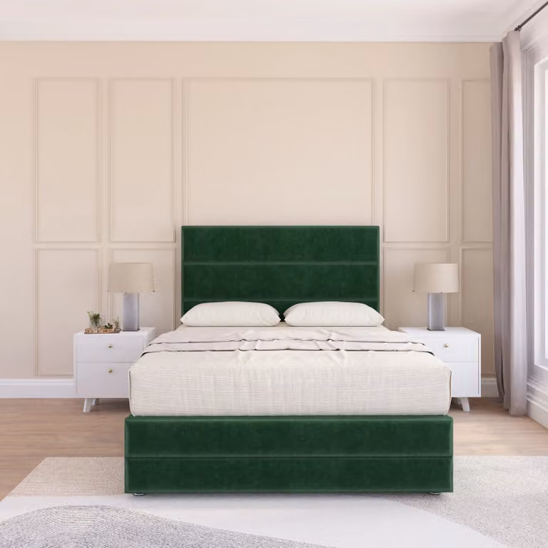 Sloomy Monaco Upholstered Velvet Bed Frame in Green, Single, W/D/H: 90 x 200 cm