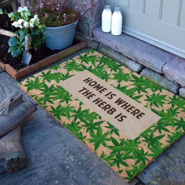 Artsy Mats Home Is Where The Herb Is Doormat, Brown, W: 90 cm, D: 60 cm