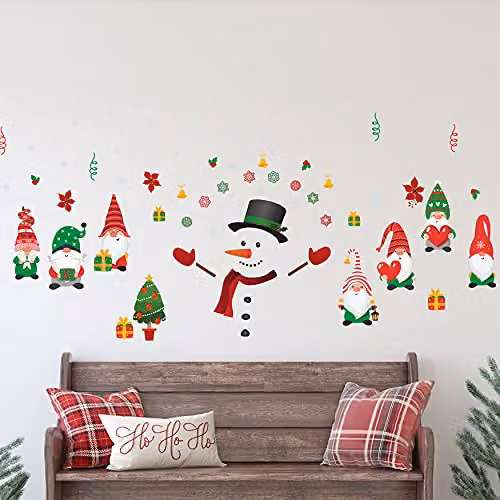 WALPLUS Christmas Combo Wall Stickers with Gnomes and Snowman Decals in Multicolour – 3