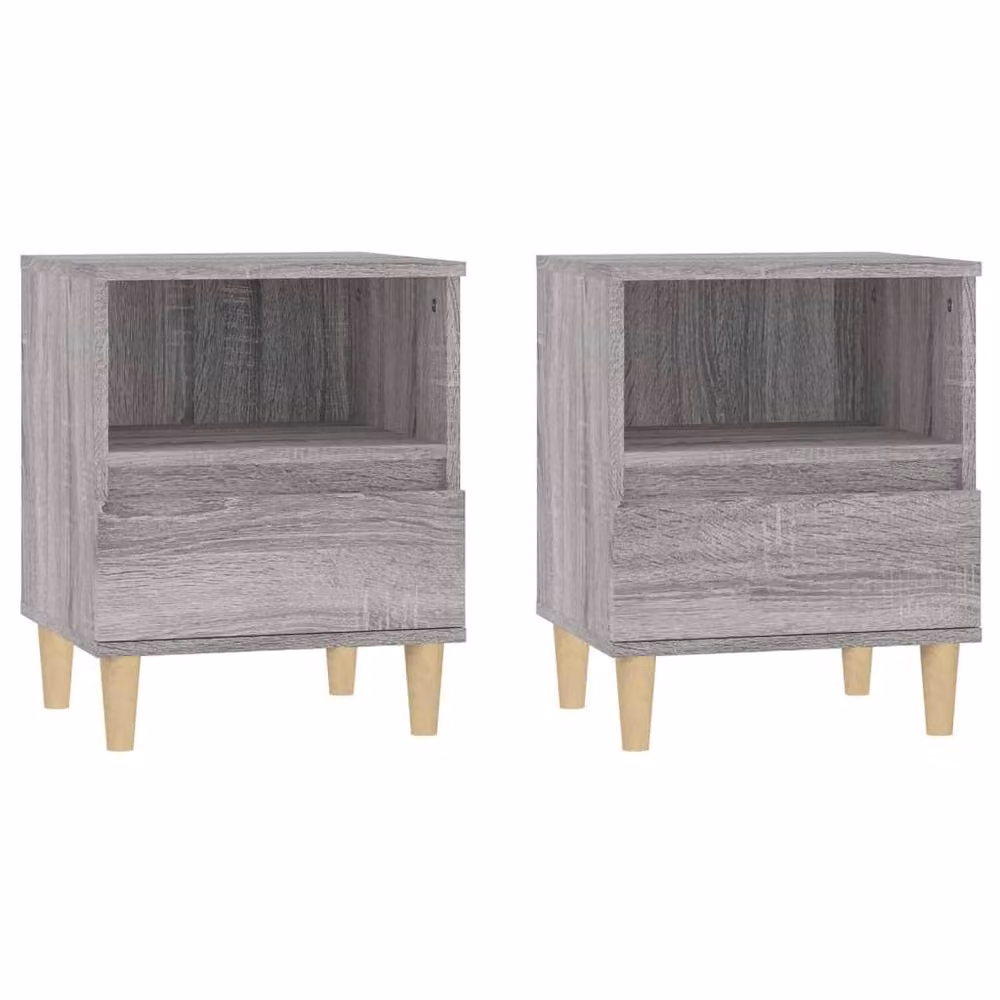 Berkfield Home Elegant Bedside Cabinets, 2 Pack, Grey Sonoma, W: 40 cm, D: 35 cm, H: 50 cm – 2