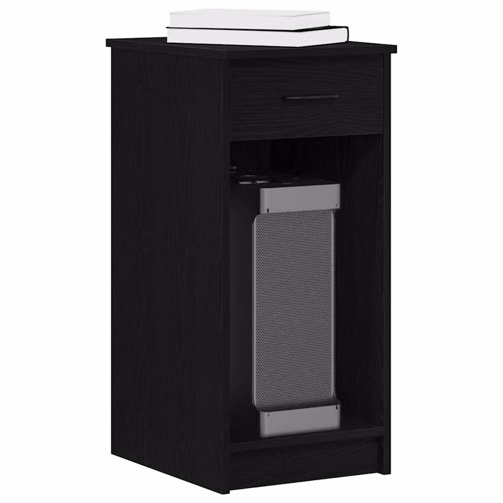 Berkfield Home Computer Tower Stand with Drawer, Black, W/D/H: 35 x 45 x 77 cm – 2