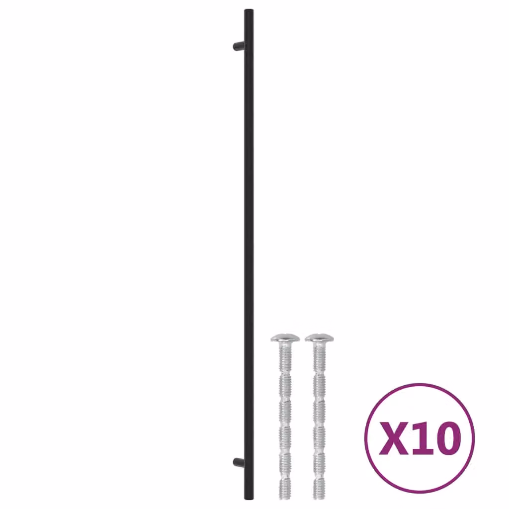 Berkfield Home Matt Black Stainless Steel Bar Cabinet Handles, 10 Pack, Length: 48 cm – 2