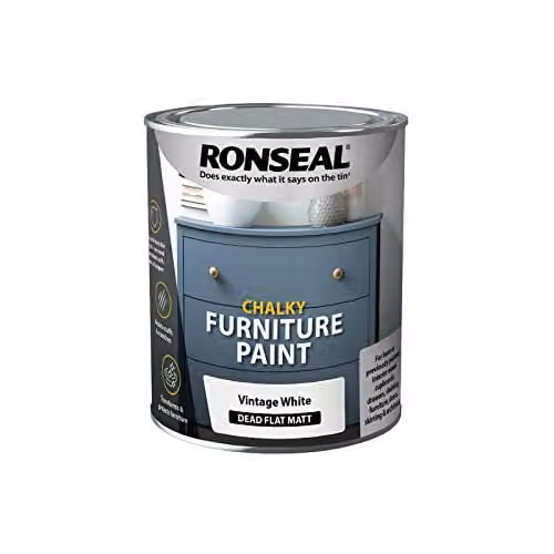 Ronseal Chalky Furniture Paint, Matt, White, 750 ml