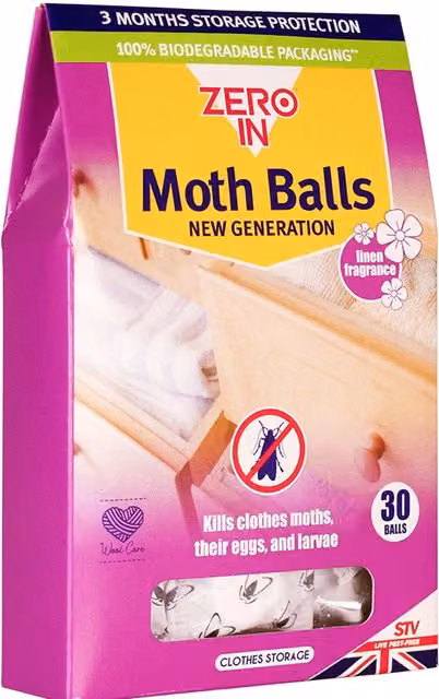 Zero In Moth Balls Linen Fragrance 30 Pack in White