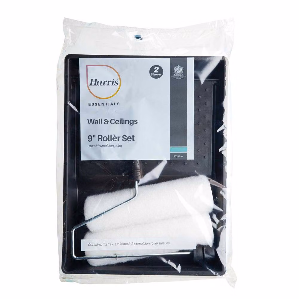 Harris Essentials Paint Roller Set with Frame, Sleeve and Tray in Black – 3