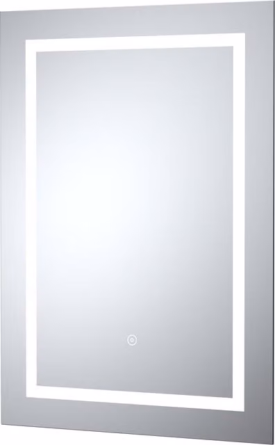 Balterley Rectangular LED Framed Touch Mirror with Demister, W: 70 cm, H: 50 cm, Chrome and Silver
