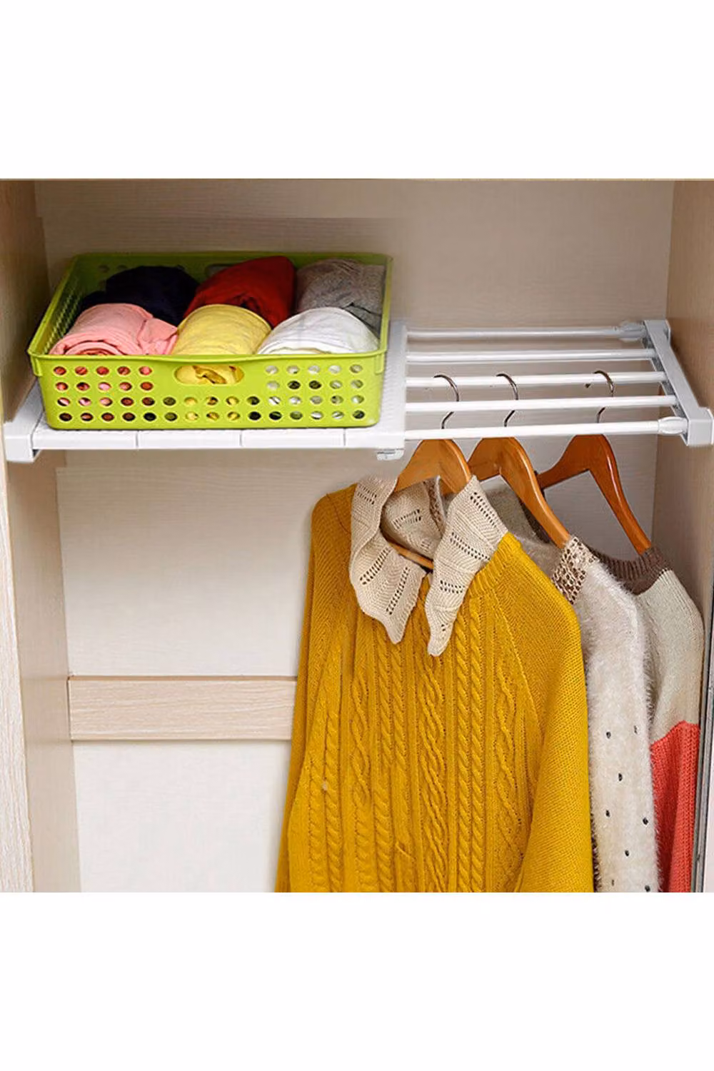 Garden Sanctuary Expandable Closet Tension Shelf Rod and Storage Layer Dividers in White, Large – 2