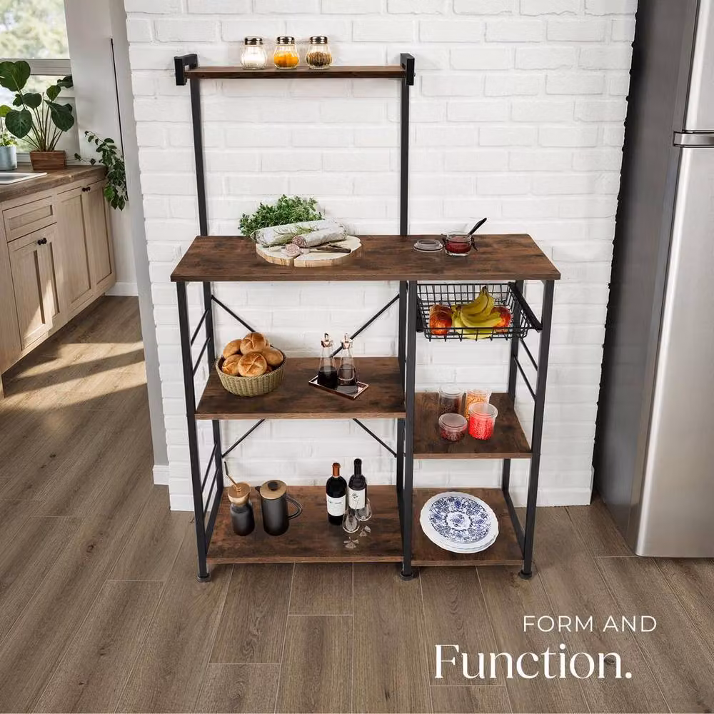 tectake Crawley Shelving Unit in Brown and Black – 6