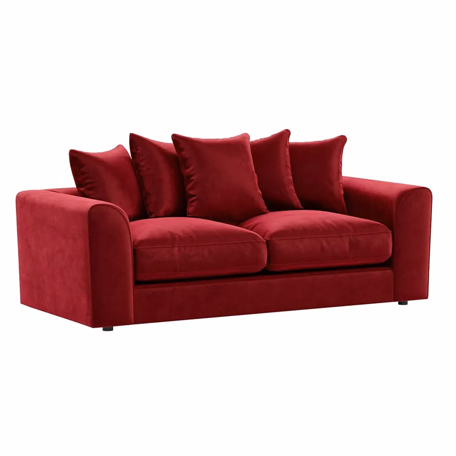 Furnishings For Less UK Brooklyn Plush Velvet Fabric Sofa Set, 3 and 2 Seater, Red – 2