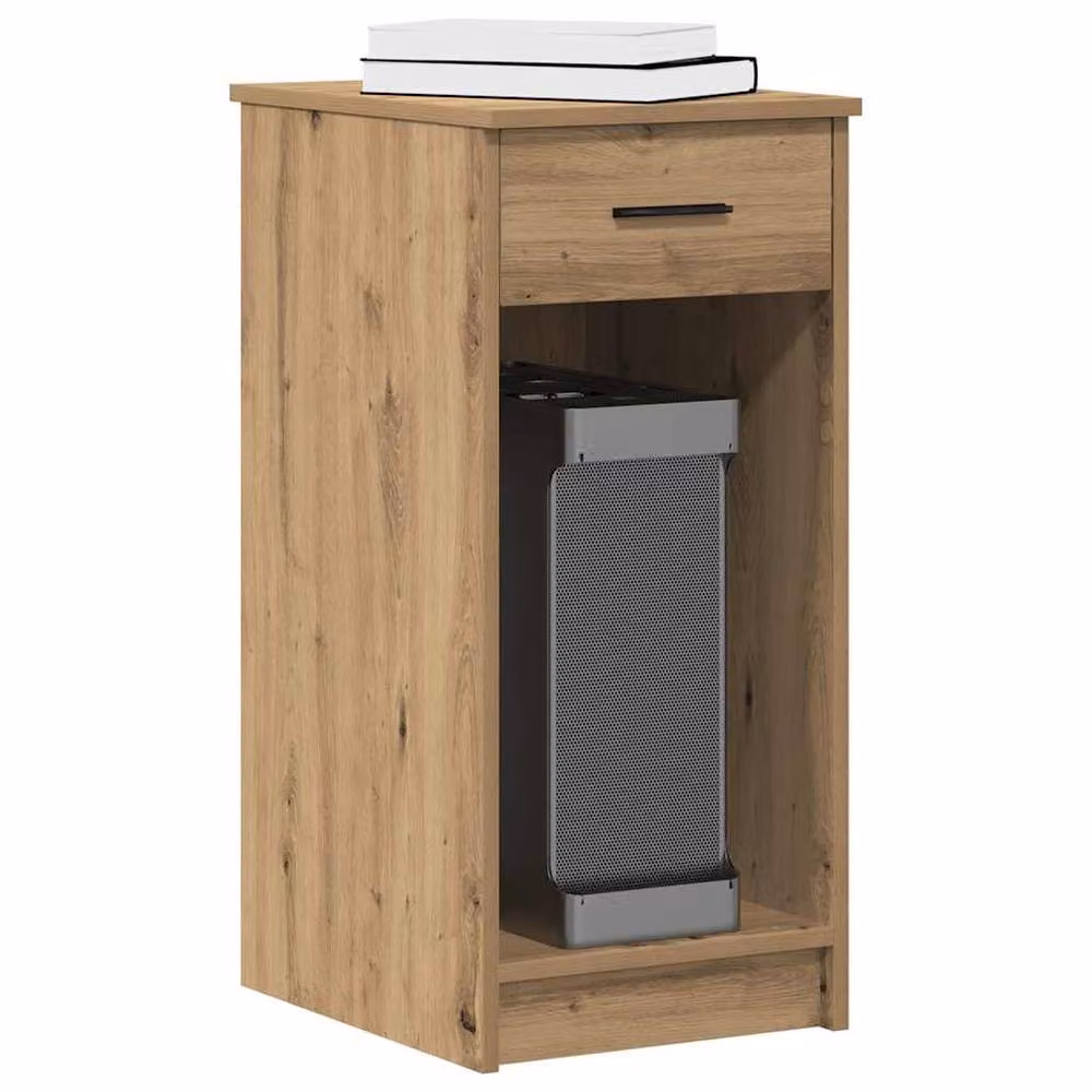 Berkfield Home Durable Computer Tower Stand with Drawer in Artisan Oak Brown, W/D/H: 35 x 45 x 77 cm – 2