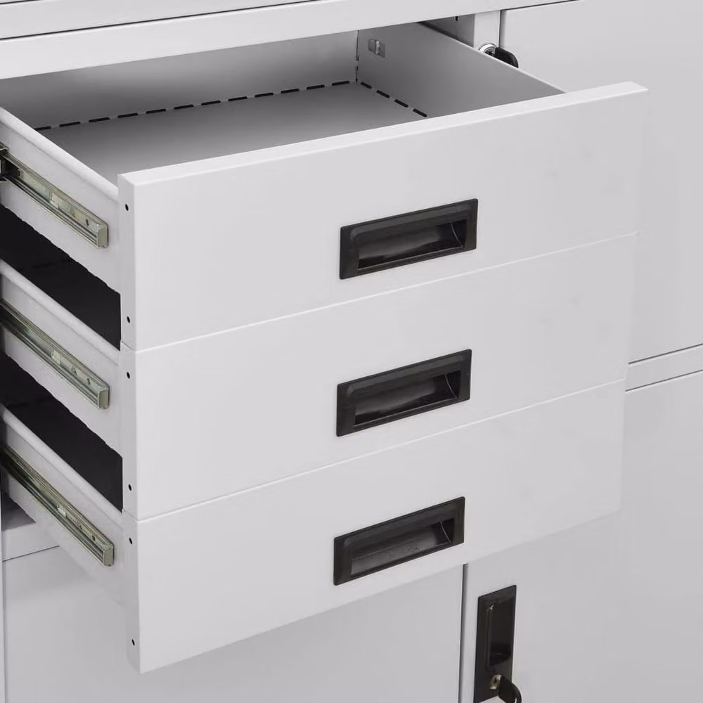 Berkfield Modern Home Office Steel Cabinet in Matt Grey, W/D/H: 90 x 40 x 180 cm – 3